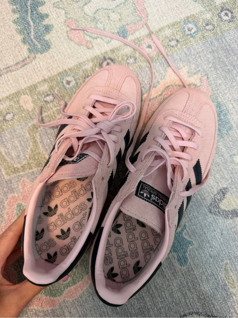 adidas Pink and Black Spezial Suede Sneakers with Gum Sole size 8!